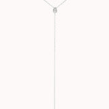 Kaia pear diamond tie necklace in solid white gold by Anate, front view