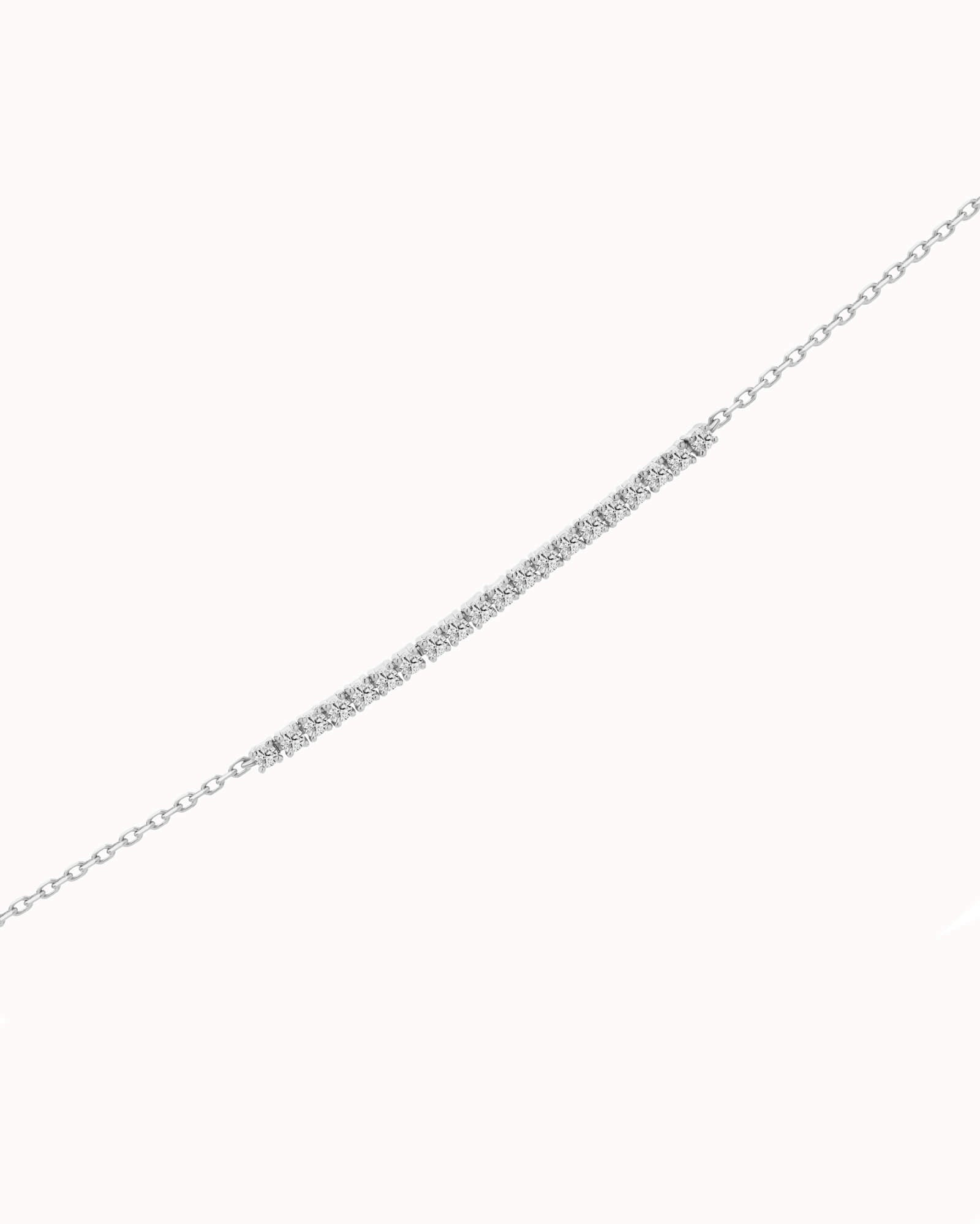 Aurea diamond smile bracelet in solid white gold by Anate, three-quarter angle view