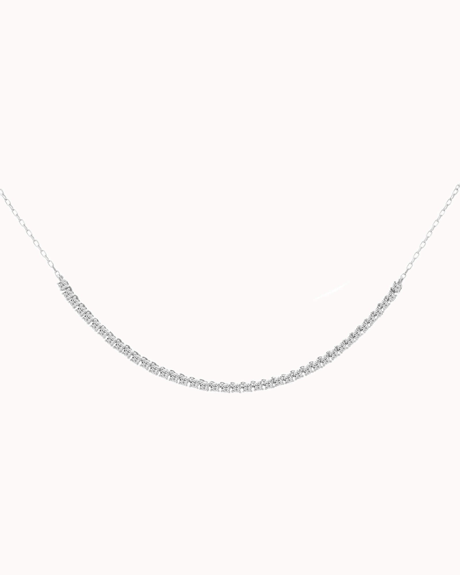 Solea diamond smile necklace in solid white gold by Anate, front view