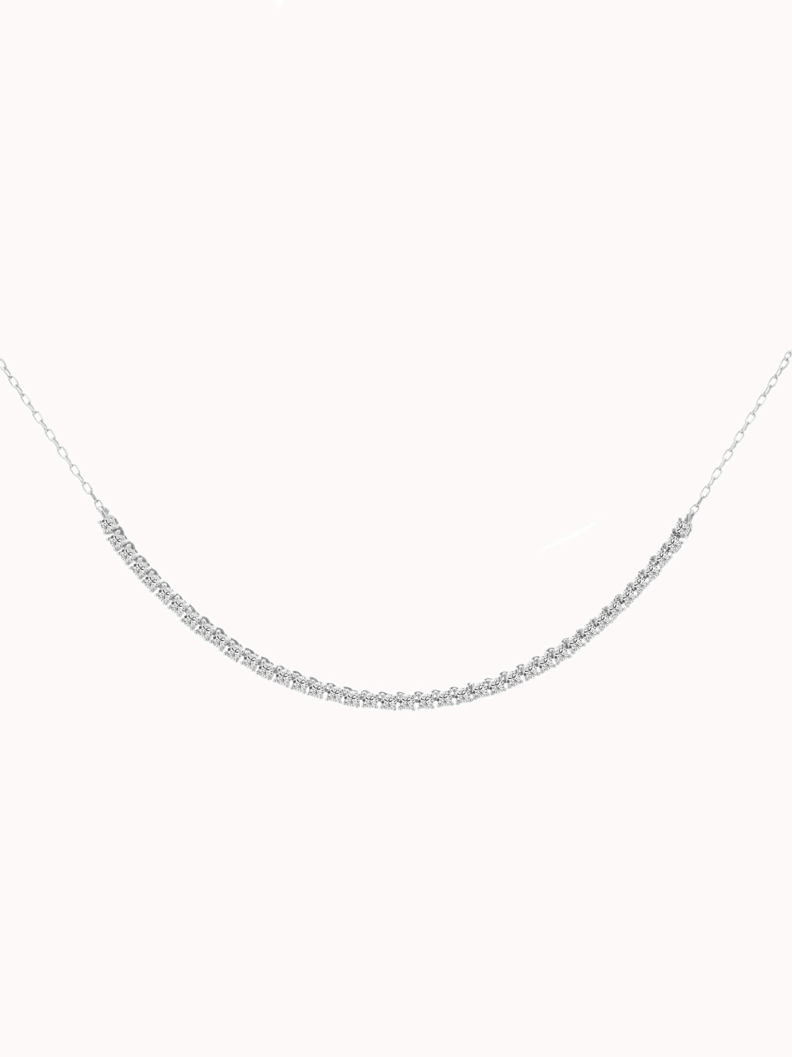 Solea diamond smile necklace in solid white gold by Anate, front view