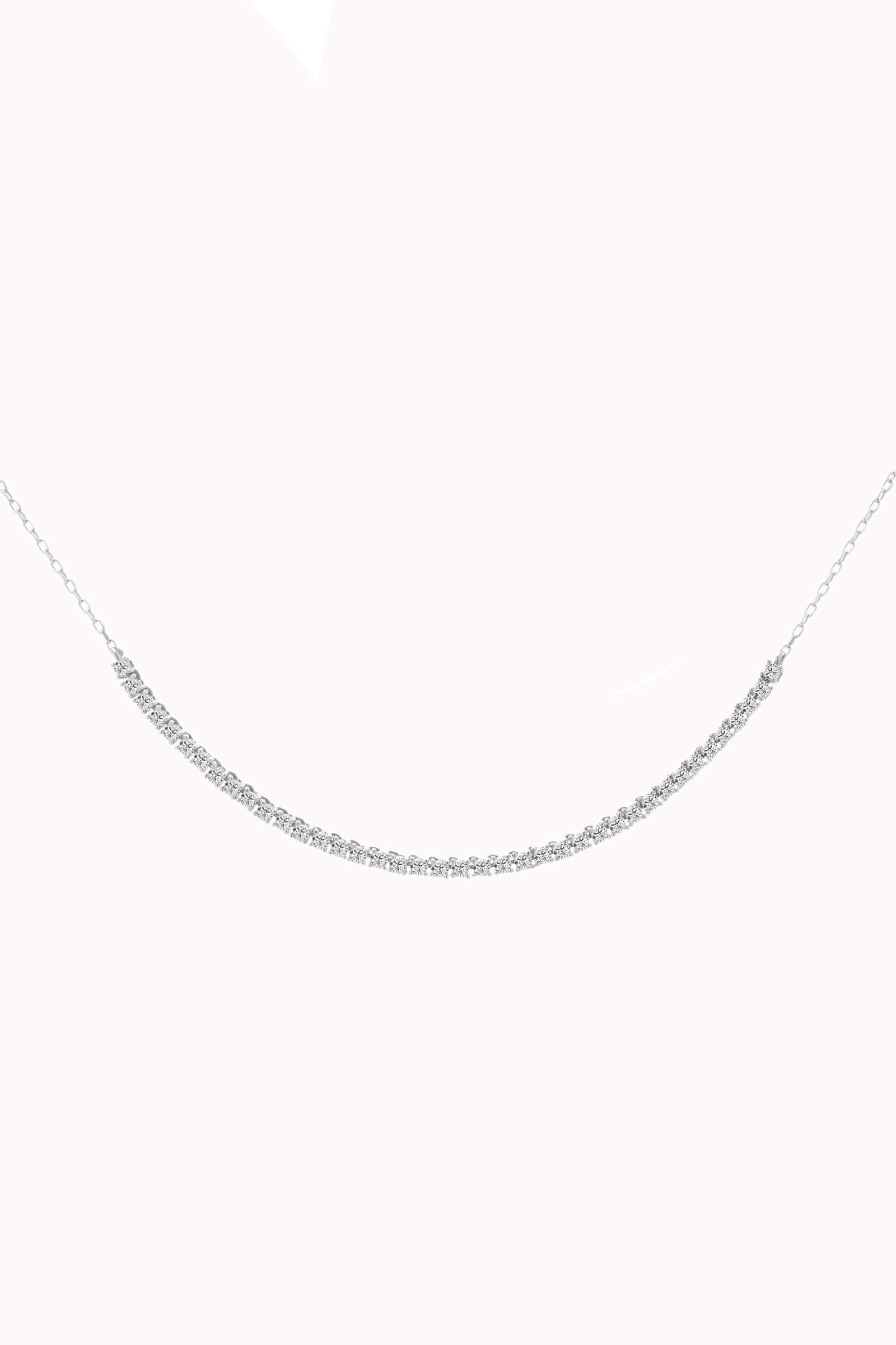 Solea diamond smile necklace in solid white gold by Anate, front view