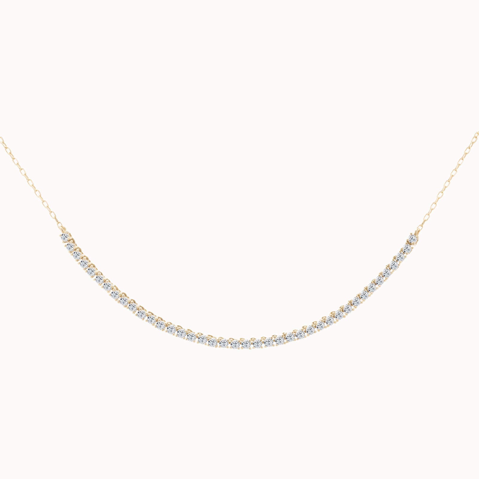Solea diamond smile necklace in solid yellow gold by Anate, front view