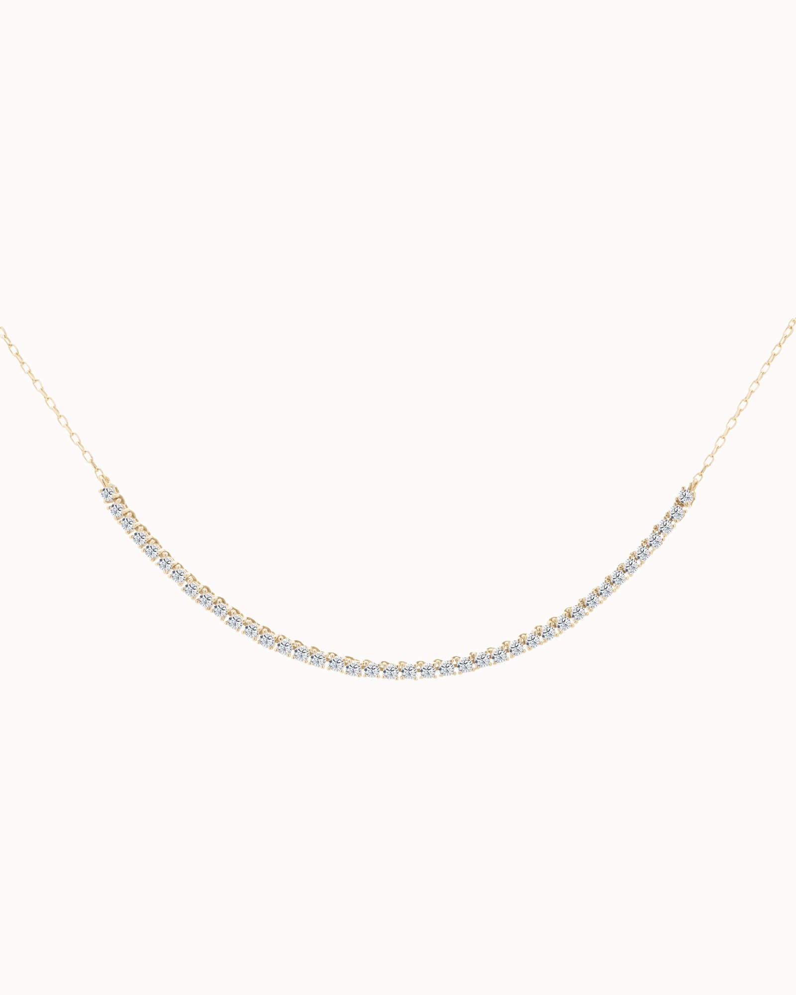 Solea diamond smile necklace in solid yellow gold by Anate, front view