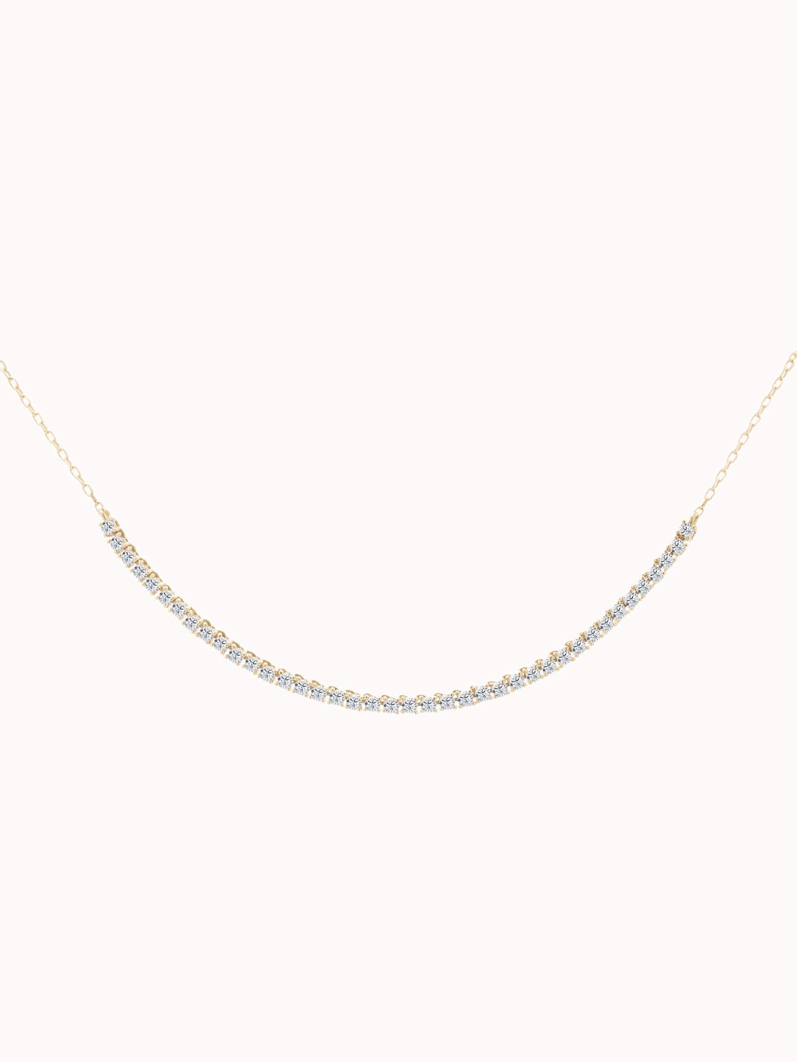 Solea diamond smile necklace in solid yellow gold by Anate, front view