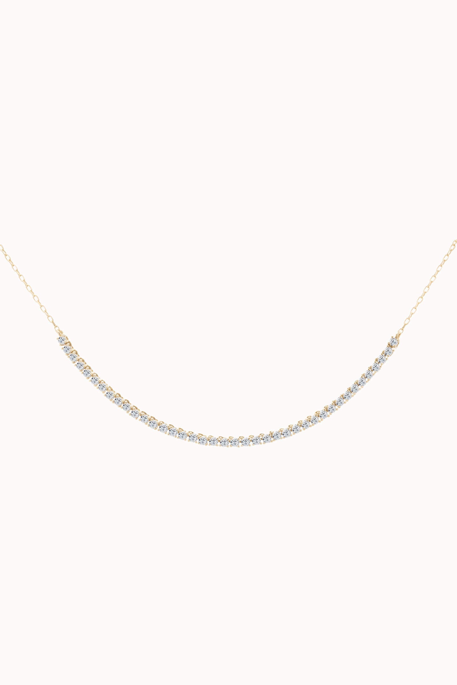 Solea diamond smile necklace in solid yellow gold by Anate, front view