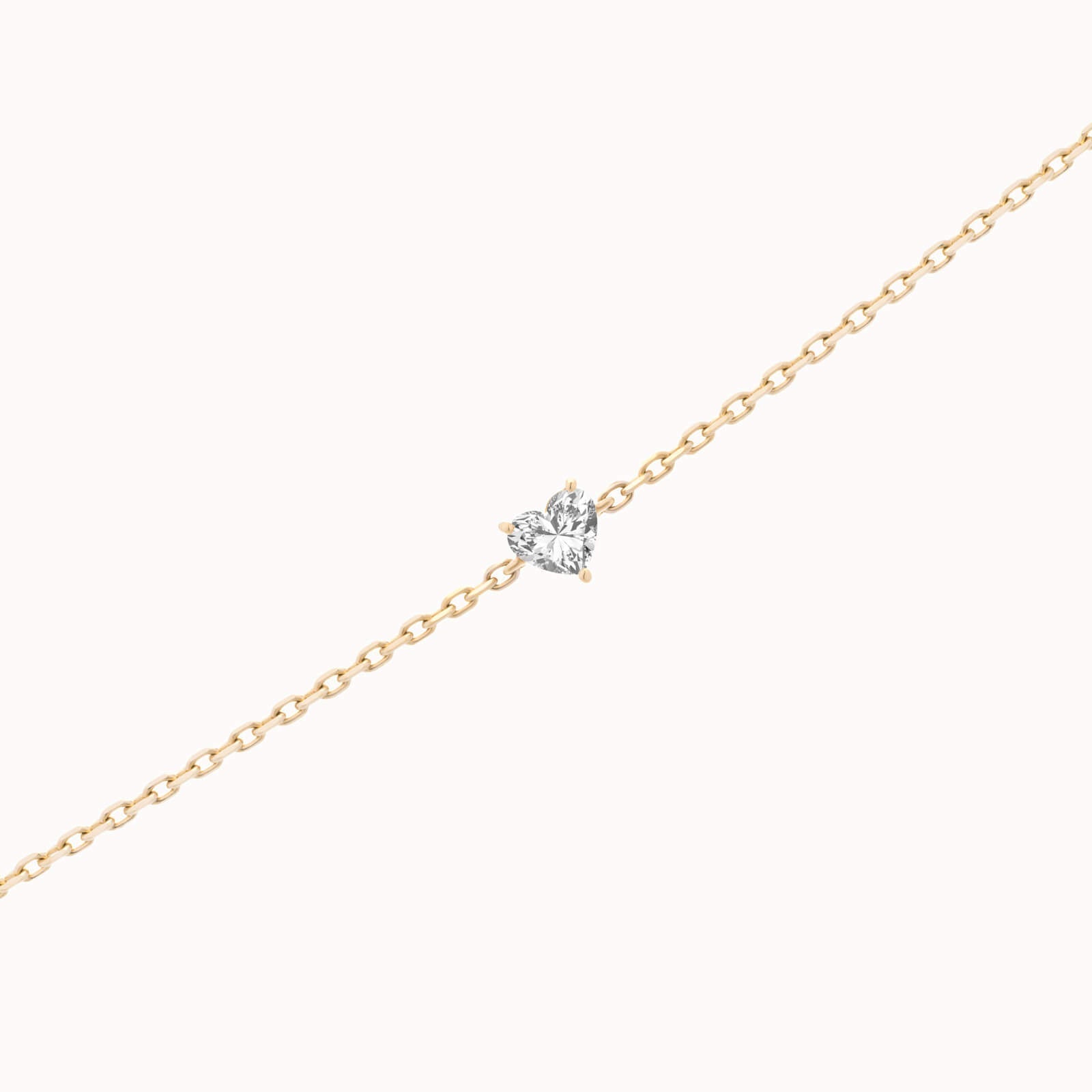 Mara heart diamond bracelet in solid yellow gold by Anate, three-quarter angle view