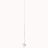 Raya heart diamond drop earrings in solid white gold by Anate, front view