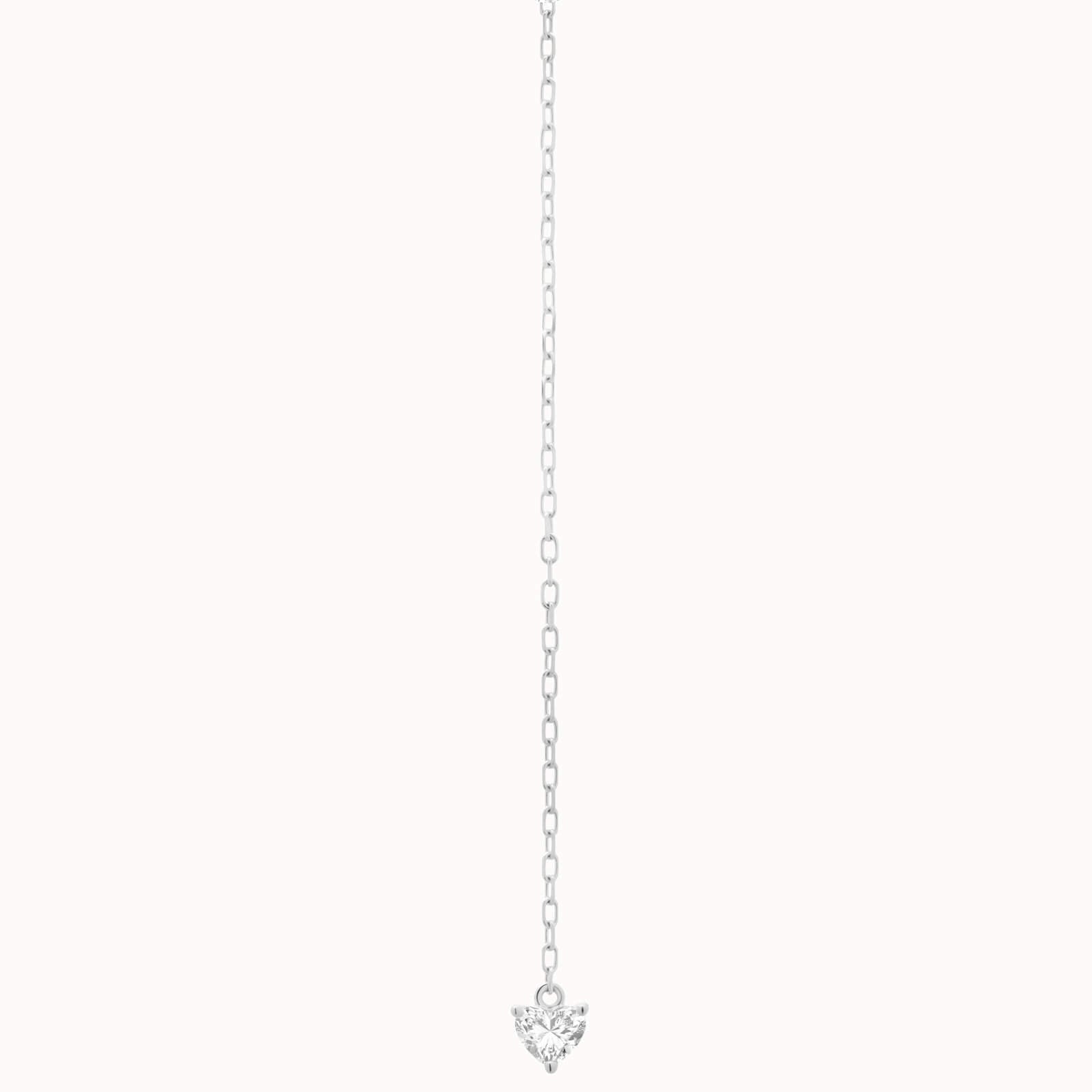 Raya heart diamond drop earrings in solid white gold by Anate, front view