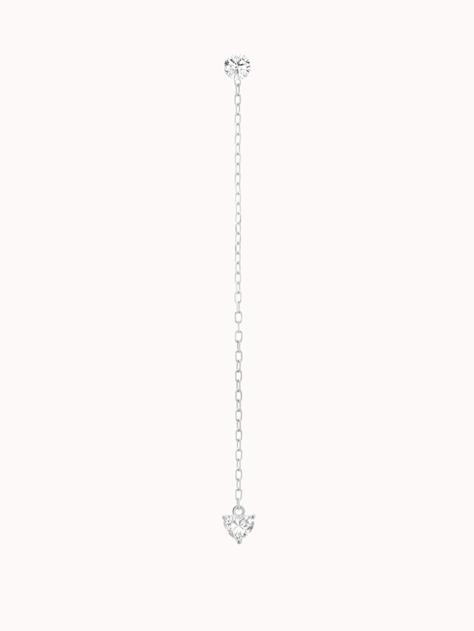 Raya heart diamond drop earrings in solid white gold by Anate, front view