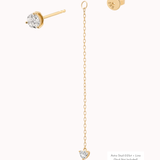Raya heart diamond drop earrings in solid yellow gold by Anate, matched pair, front view