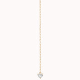 Raya heart diamond drop earrings in solid yellow gold by Anate, front view