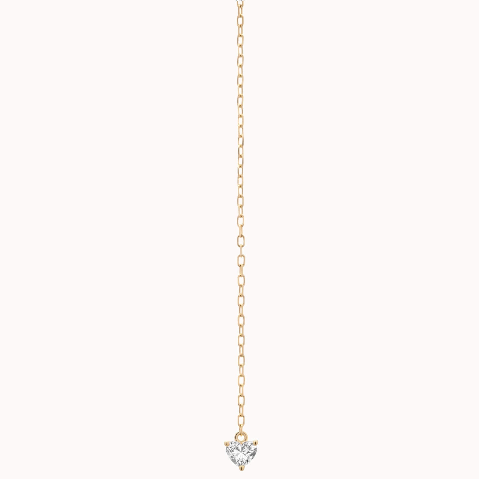 Raya heart diamond drop earrings in solid yellow gold by Anate, front view