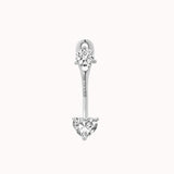 Nia heart diamond ear jacket earrings in solid white gold by Anate, front view variant--0.25ct