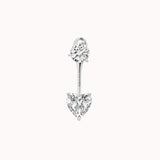 Nia heart diamond ear jacket earrings in solid white gold by Anate, front view variant--0.50ct
