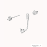Nia heart diamond ear jacket earrings in solid white gold by Anate, matched pair, front view variant--0.25ct