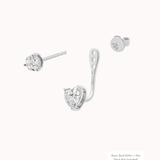 Nia heart diamond ear jacket earrings in solid white gold by Anate, matched pair, front view variant--0.50ct