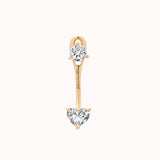 Nia heart diamond ear jacket earrings in solid yellow gold by Anate, front view variant--0.25ct