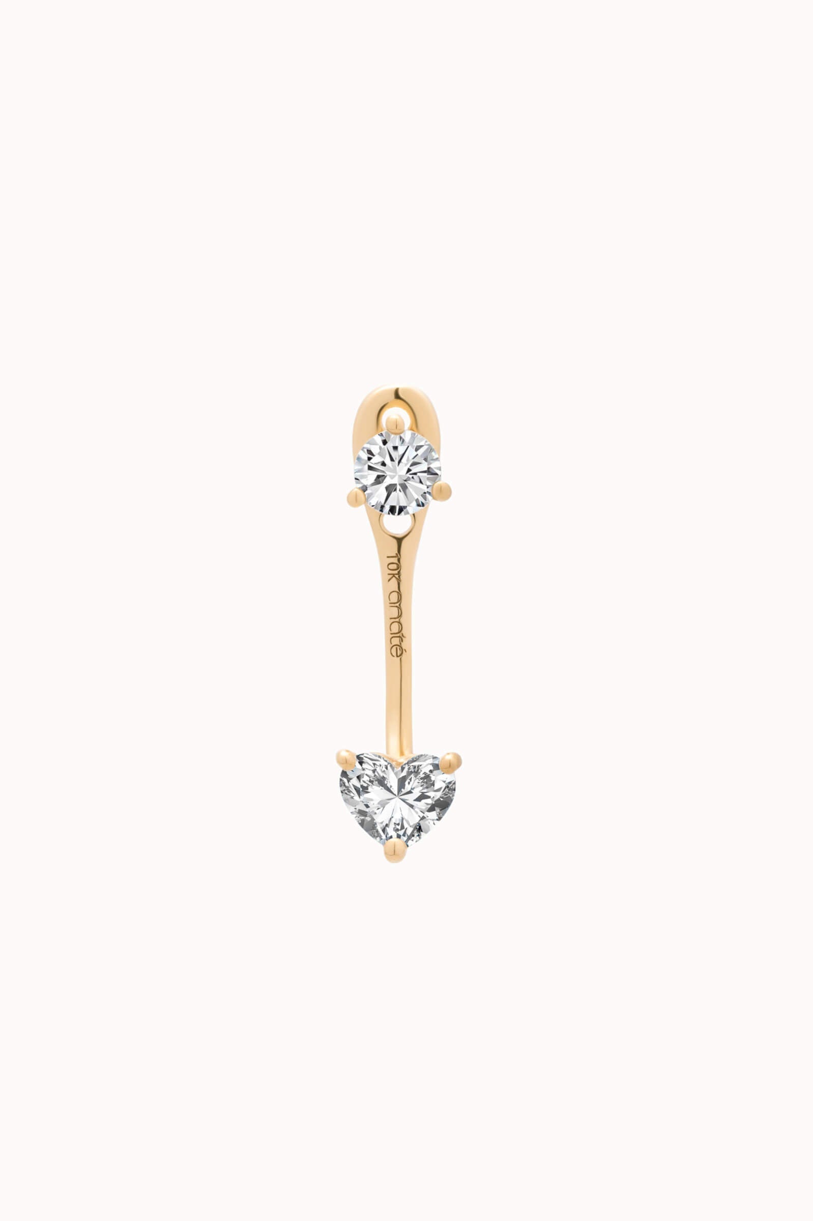 Heart Diamond Ear Jacket Earrings - Solid Yellow Gold - Nia