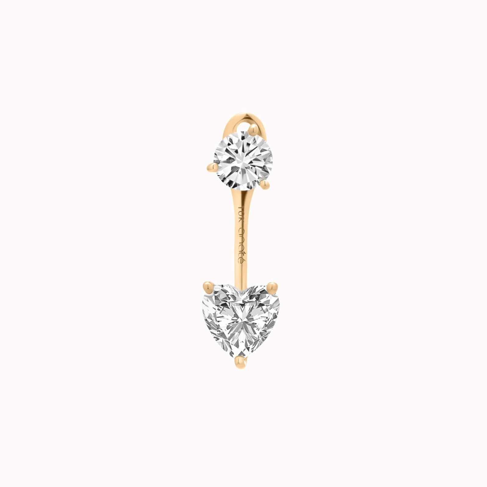 Heart Diamond Ear Jacket Earrings - Solid Yellow Gold - Nia