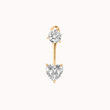 Nia heart diamond ear jacket earrings in solid yellow gold by Anate, front view variant--0.50ct