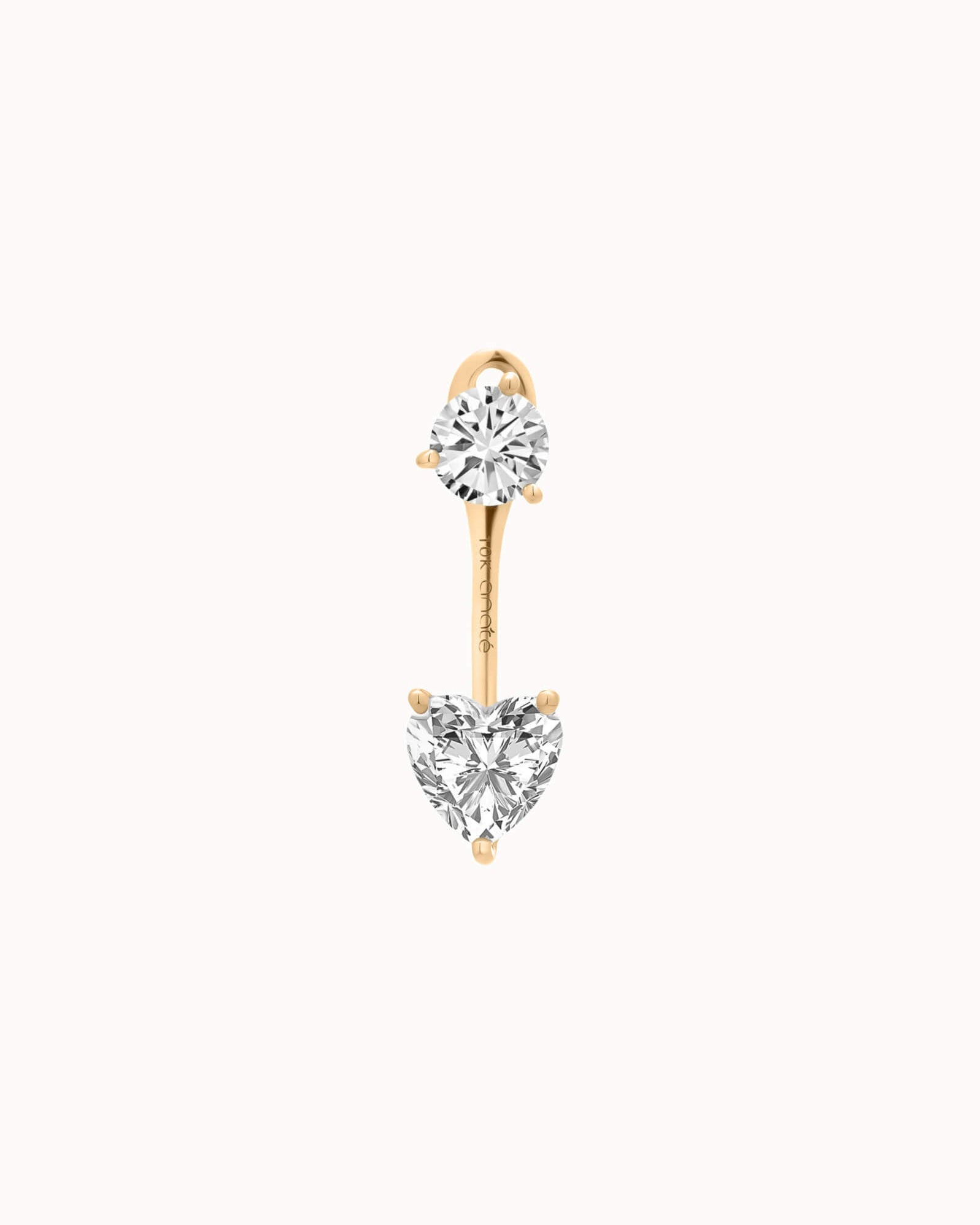 Heart Diamond Ear Jacket Earrings - Solid Yellow Gold - Nia