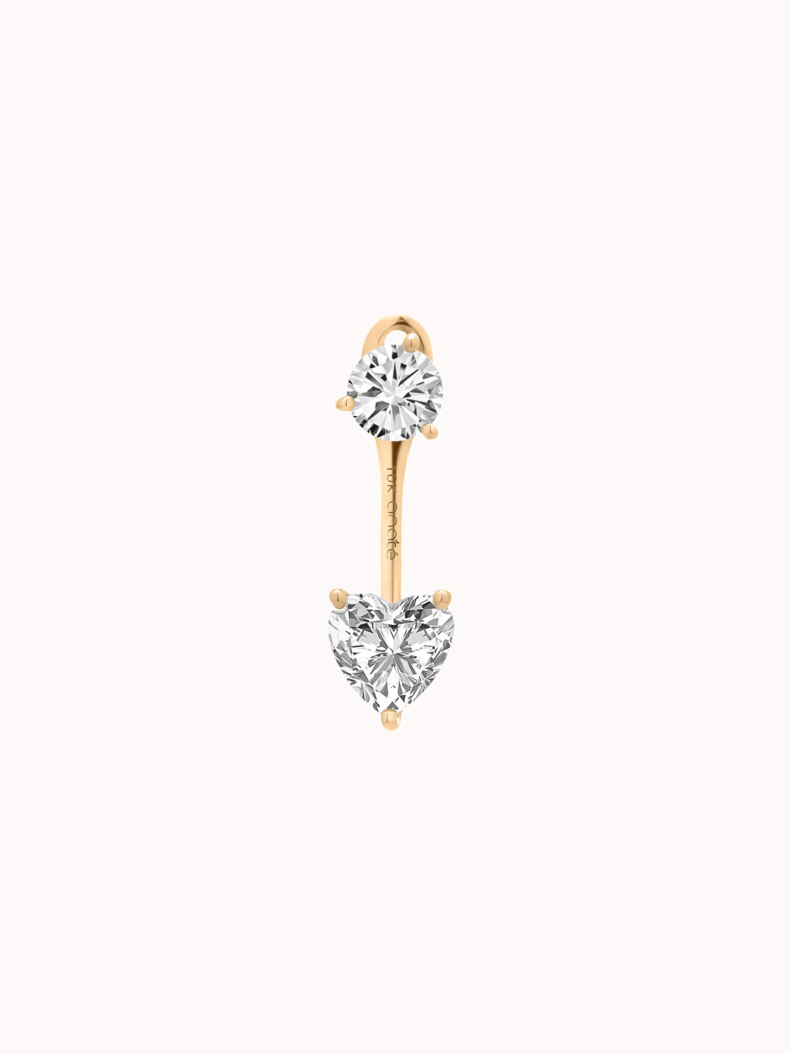 Heart Diamond Ear Jacket Earrings - Solid Yellow Gold - Nia