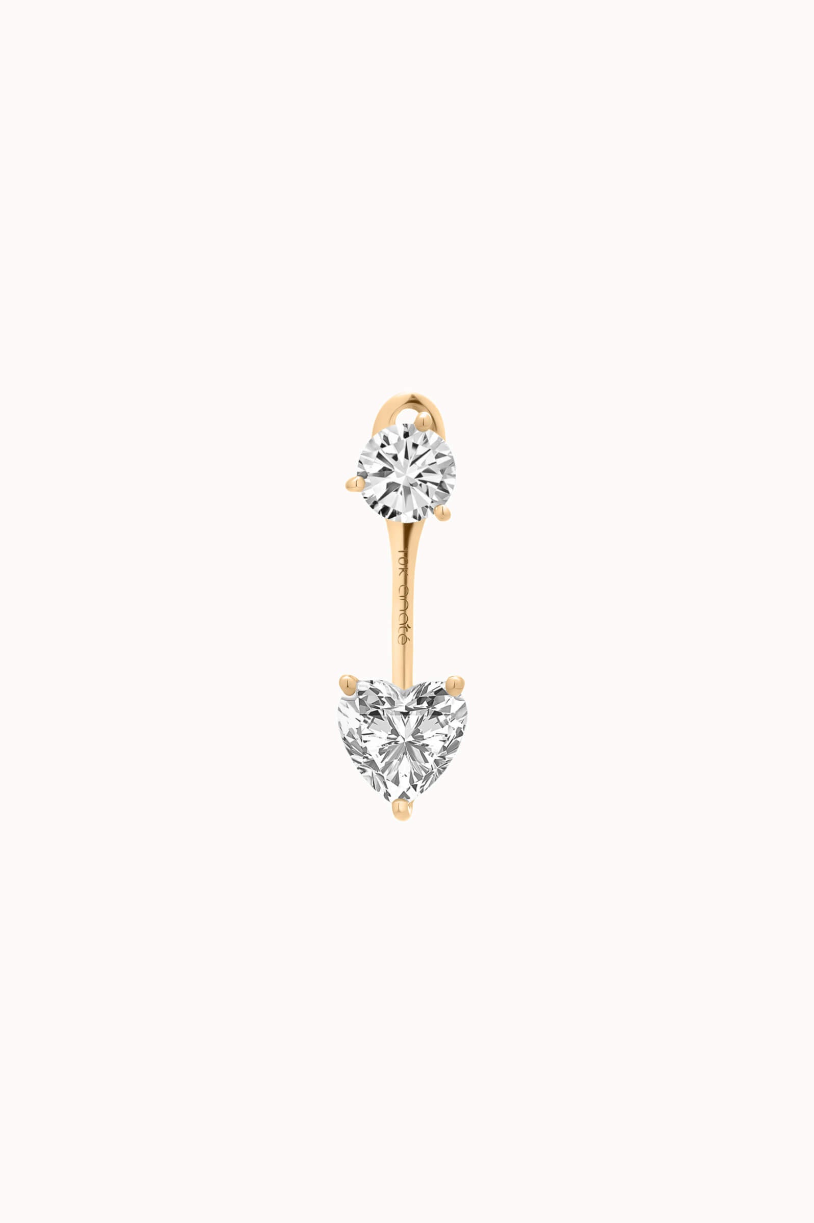 Heart Diamond Ear Jacket Earrings - Solid Yellow Gold - Nia