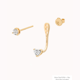 Nia heart diamond ear jacket earrings in solid yellow gold by Anate, matched pair, front view variant--0.25ct