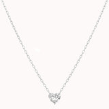 Lumi heart diamond pendant in solid white gold by Anate, front view