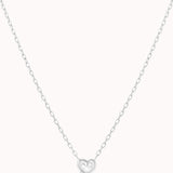 Lumi heart diamond pendant in solid white gold by Anate, front view