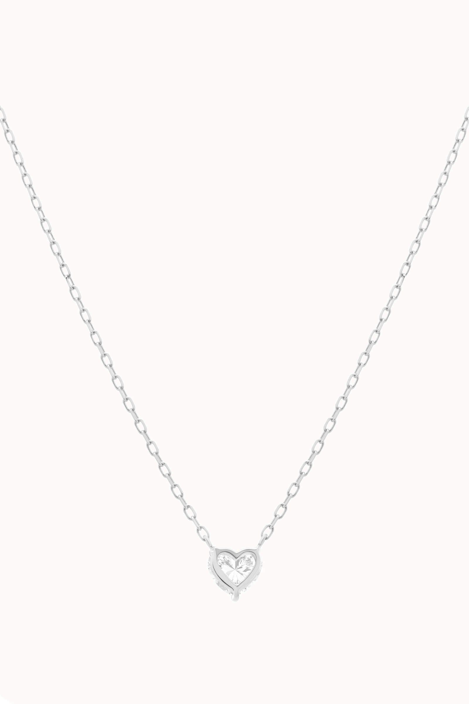 Lumi heart diamond pendant in solid white gold by Anate, front view