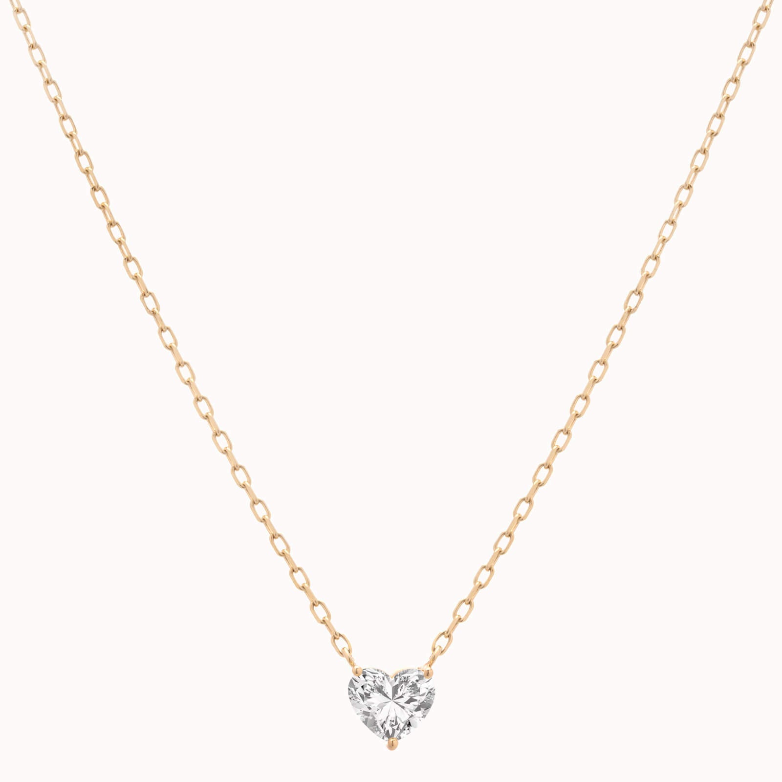 Lumi heart diamond pendant in solid yellow gold by Anate, front view