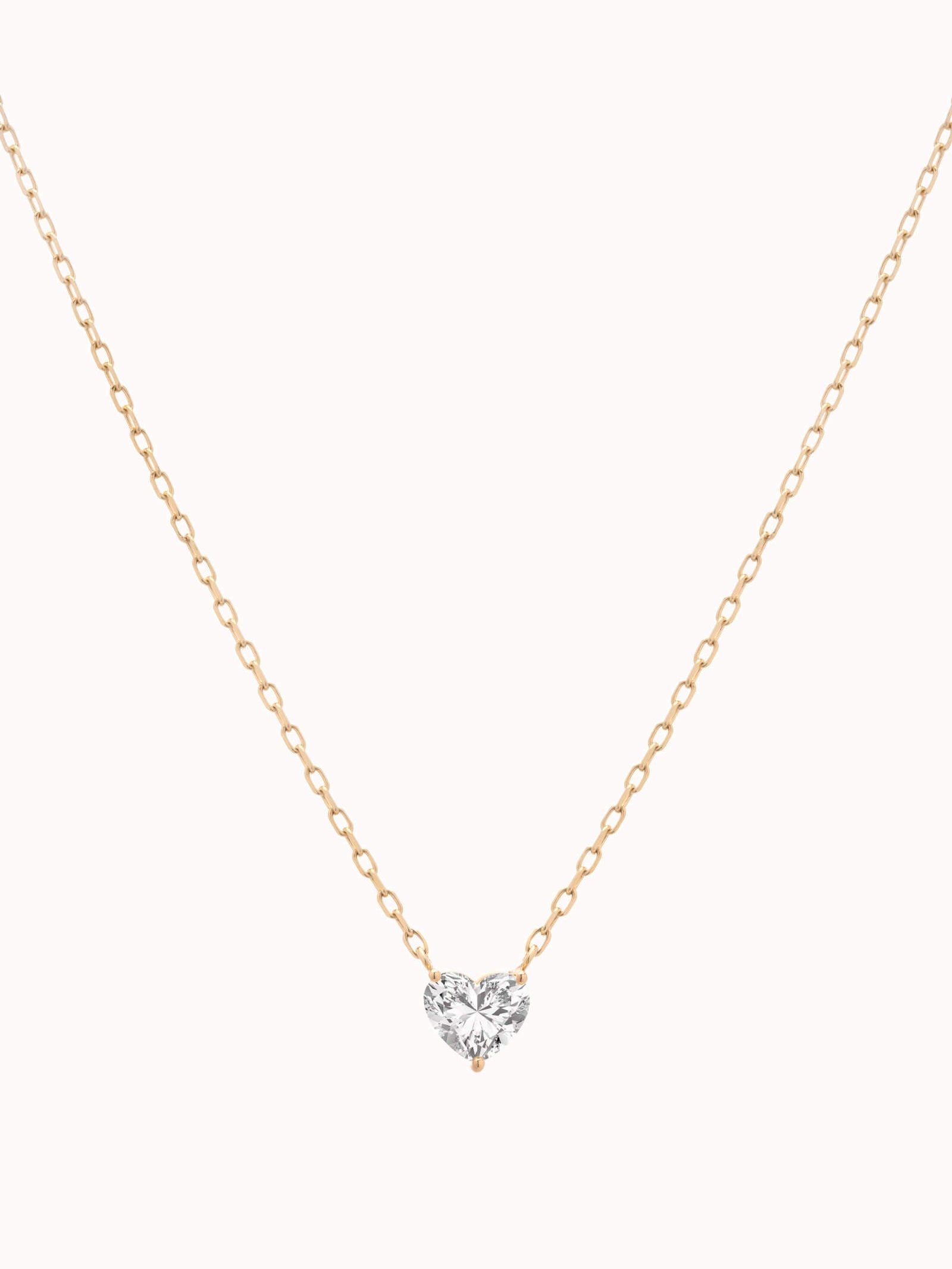 Lumi heart diamond pendant in solid yellow gold by Anate, front view
