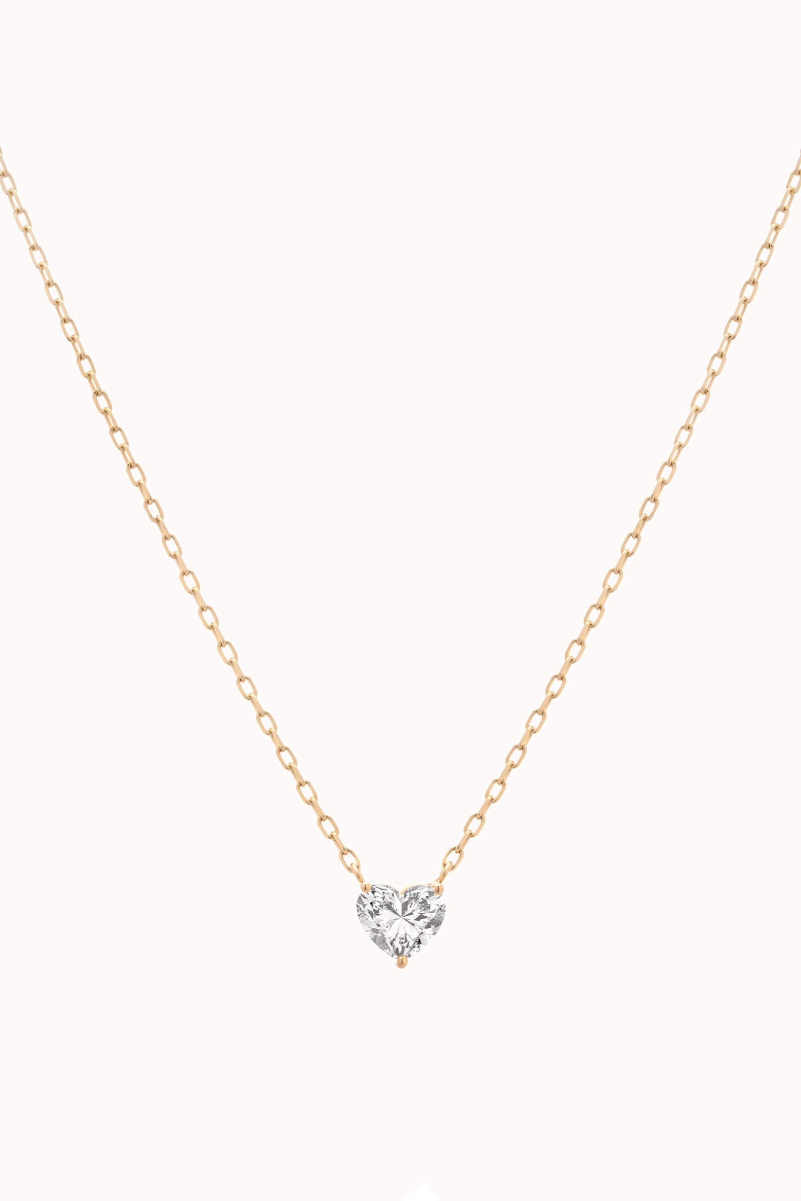 Lumi heart diamond pendant in solid yellow gold by Anate, front view
