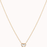 Lumi heart diamond pendant in solid yellow gold by Anate, front view
