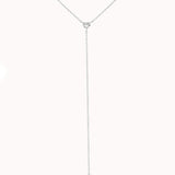 Amara heart diamond tie necklace in solid white gold by Anate, close-up of the pendant