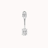 Elin oval diamond ear jacket earrings in solid white gold by Anate, front view variant--0.25ct