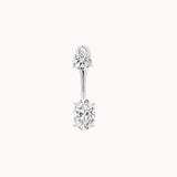 Elin oval diamond ear jacket earrings in solid white gold by Anate, front view variant--0.50ct