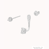 Elin oval diamond ear jacket earrings in solid white gold by Anate, matched pair, front view variant--0.50ct