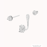 Elin oval diamond ear jacket earrings in solid white gold by Anate, matched pair, front view variant--0.50ct