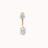 Elin oval diamond ear jacket earrings in solid yellow gold by Anate, front view variant--0.50ct