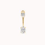 Elin oval diamond ear jacket earrings in solid yellow gold by Anate, front view variant--0.25ct