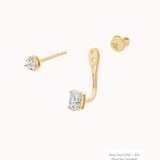 Elin oval diamond ear jacket earrings in solid yellow gold by Anate, matched pair, front view variant--0.25ct