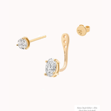 Elin oval diamond ear jacket earrings in solid yellow gold by Anate, matched pair, front view variant--0.50ct