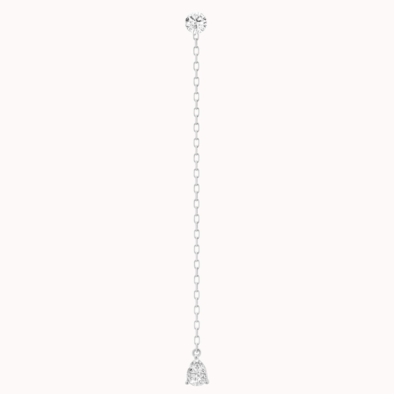 Talya pear diamond drop earrings in solid white gold by Anate, front view
