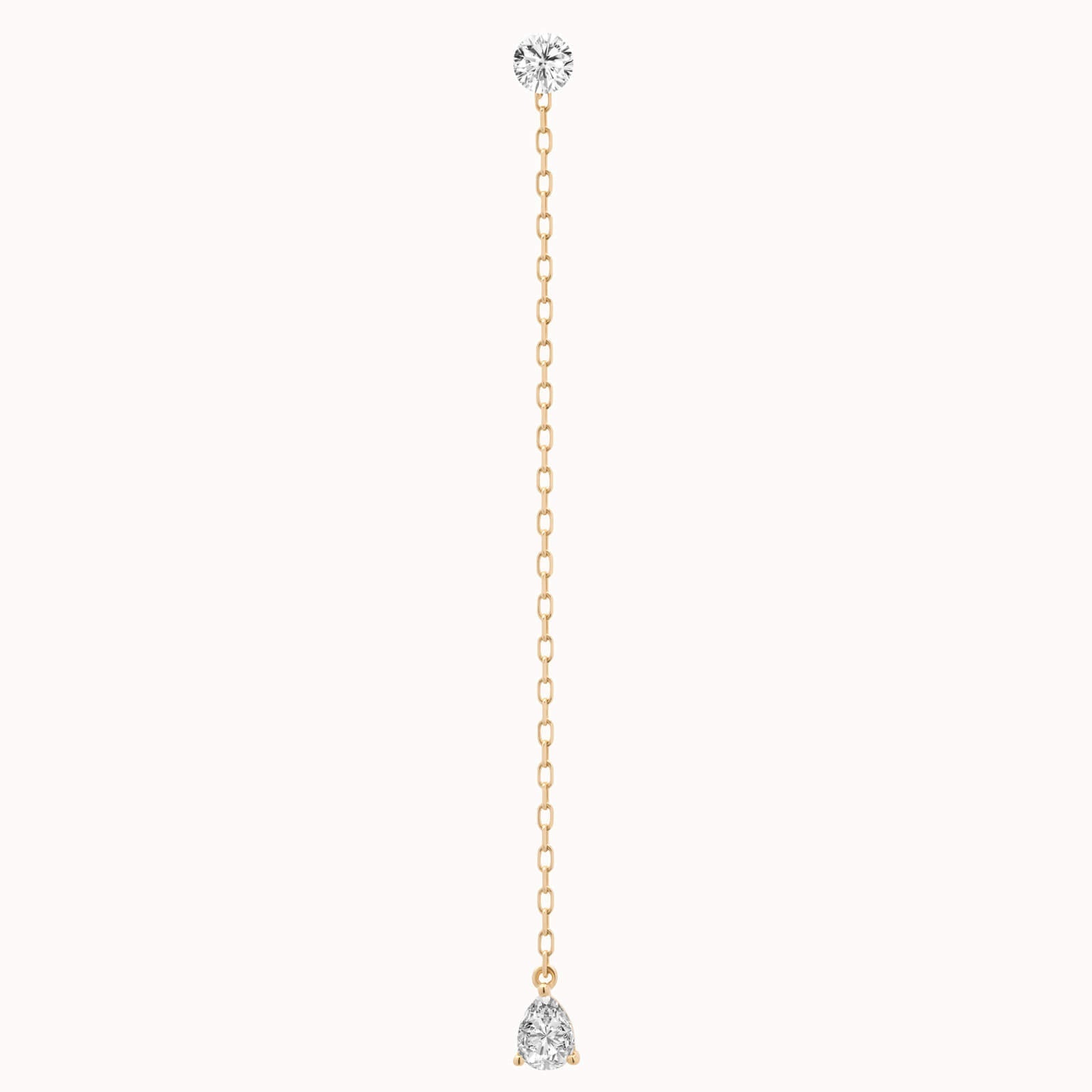 Talya pear diamond drop earrings in solid yellow gold by Anate, front view