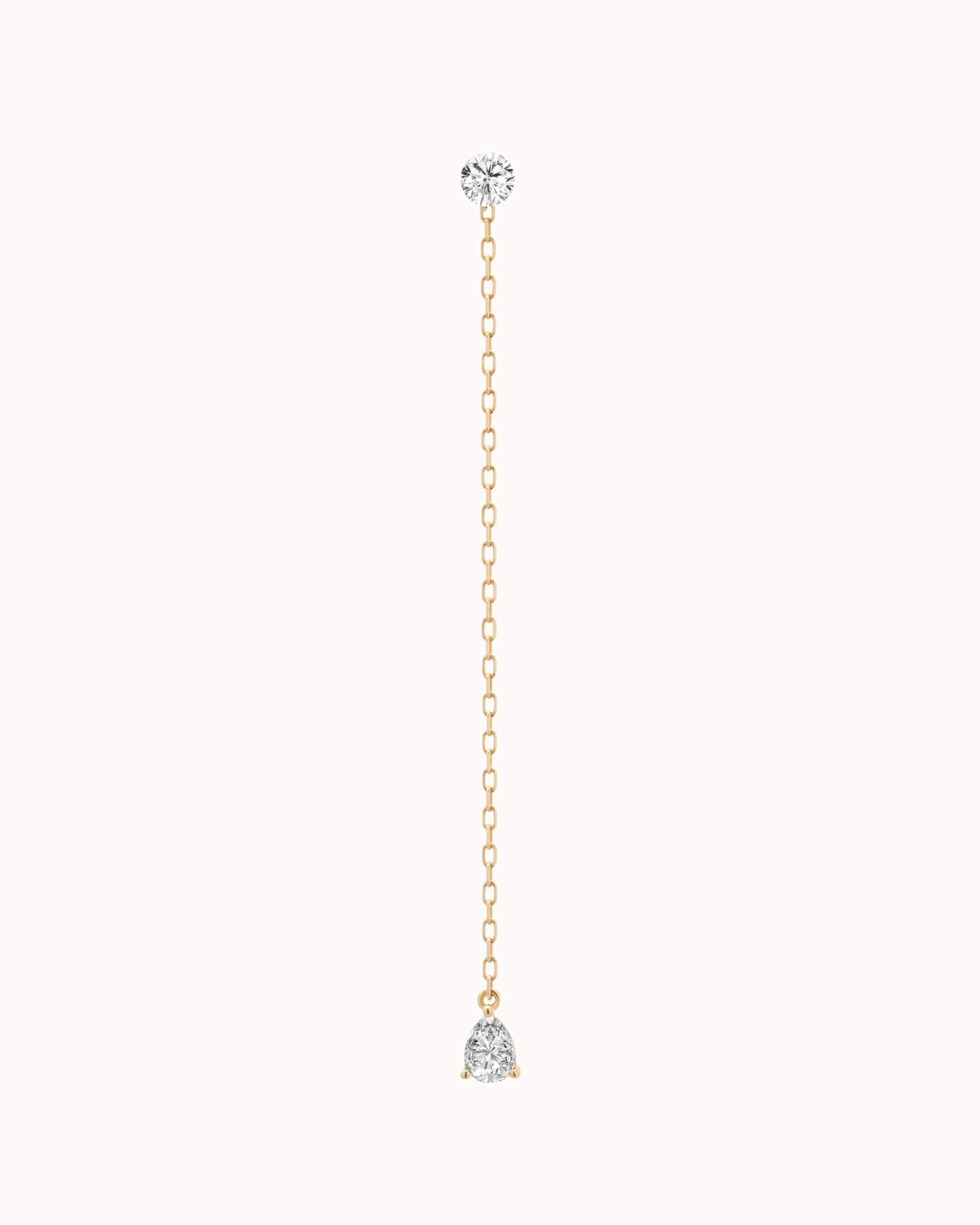 Talya pear diamond drop earrings in solid yellow gold by Anate, front view