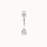 Nara pear diamond ear jacket earrings in solid white gold by Anate, front view variant--0.25ct