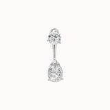 Nara pear diamond ear jacket earrings in solid white gold by Anate, front view variant--0.50ct