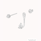 Nara pear diamond ear jacket earrings in solid white gold by Anate, matched pair, front view variant--0.25ct